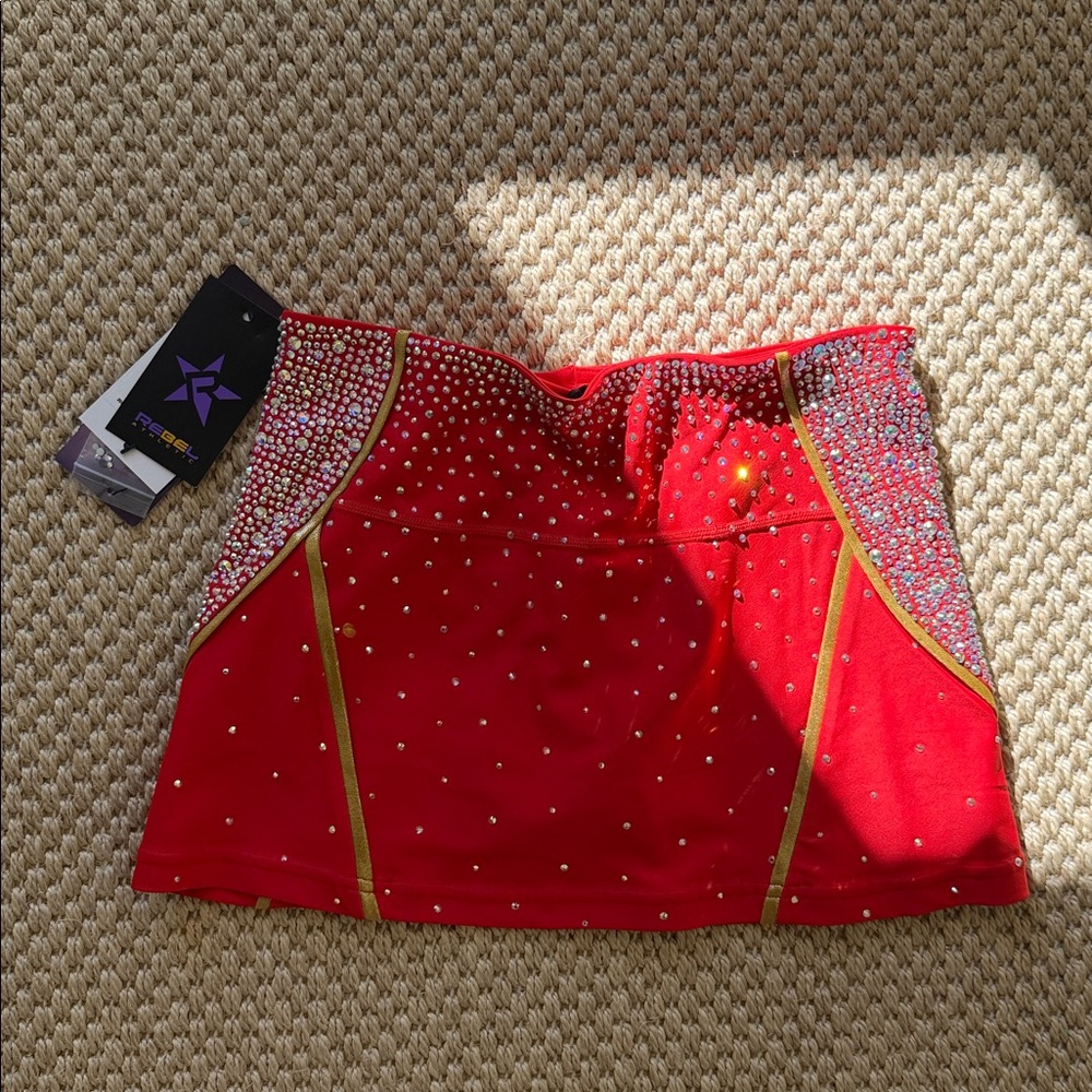 Rebel Athletic MISS AMERICA SKIRT WITH SUPERNOVA Youth Large Sparkling Red YL